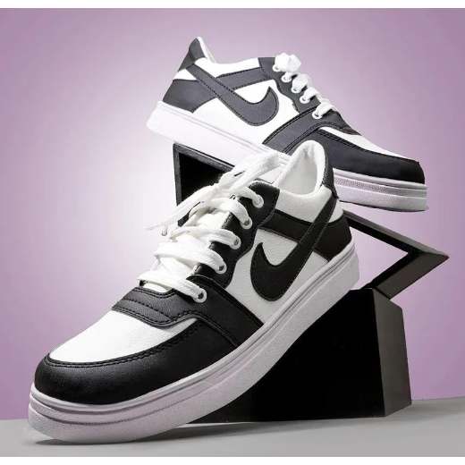 Men Black Rexine Casual Sneakers