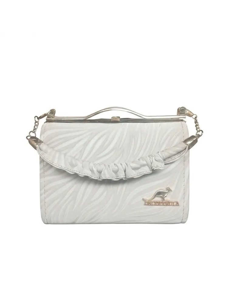 Women's White PU Leather Plain Hand Bag